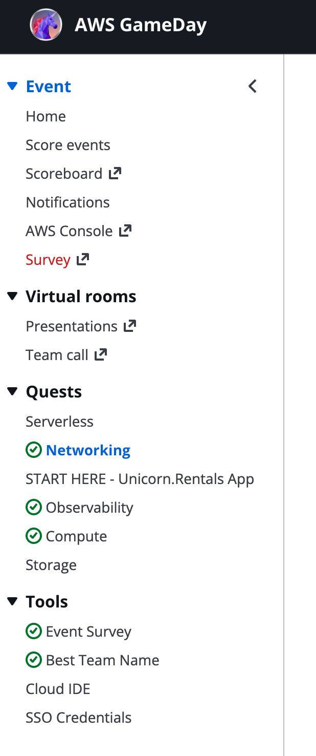 Quest board — Serverless, Networking, Observability, Compute, Storage